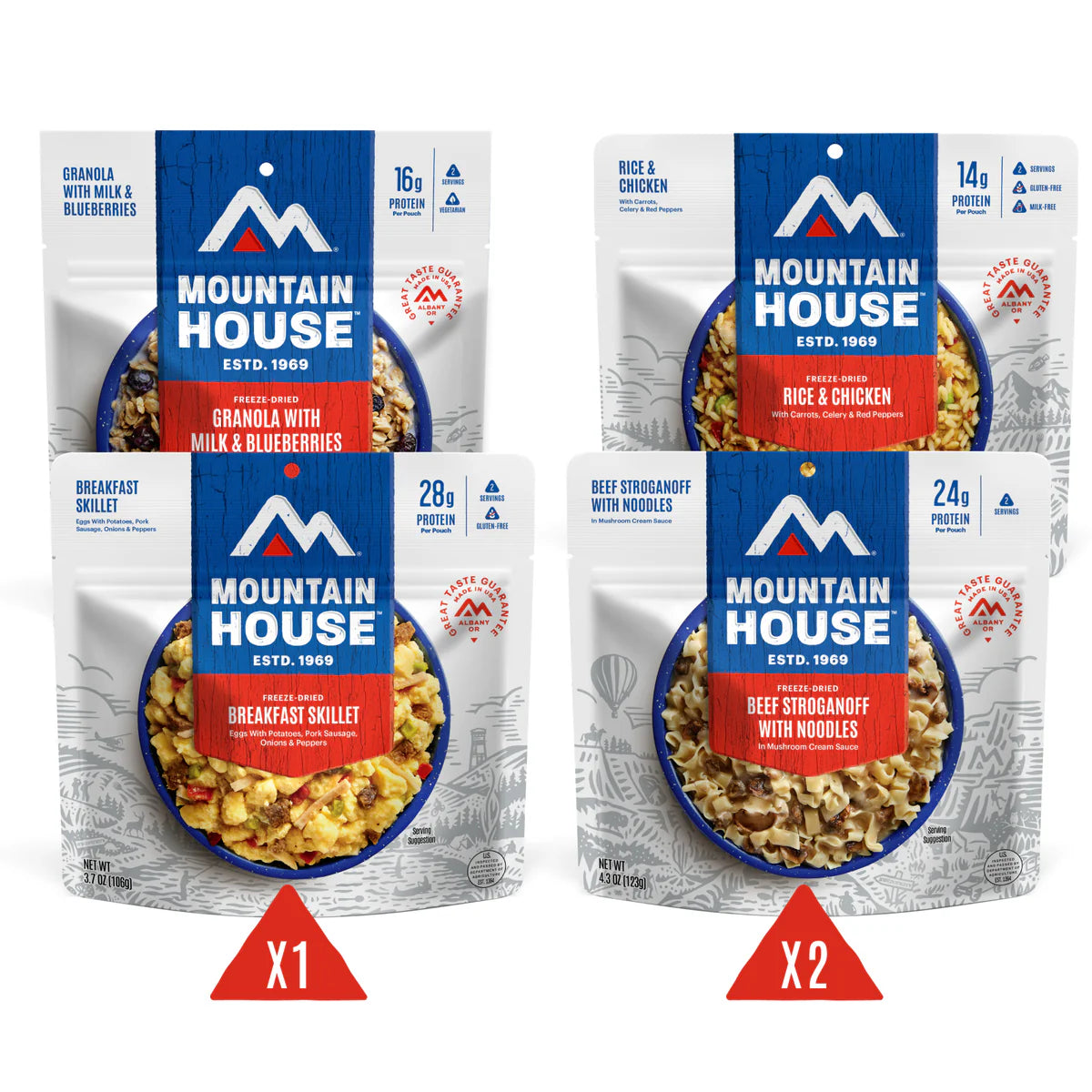freeze dried meals pouches inside Adventure Weekender Kit