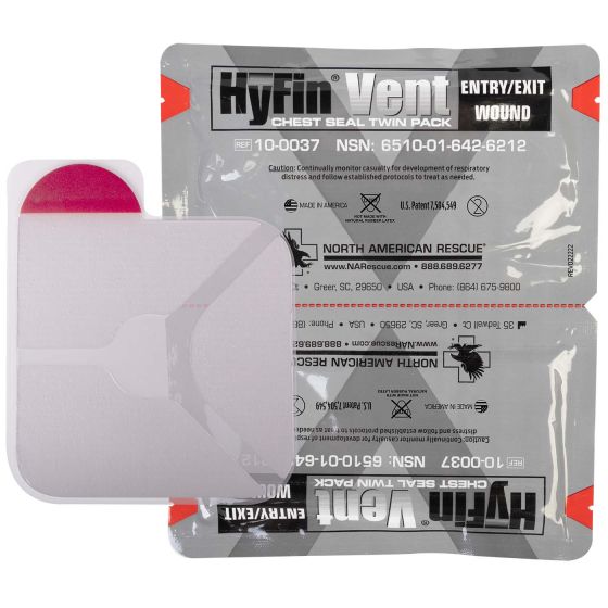 HyFin vented chest seal pair with 3-channel vents
