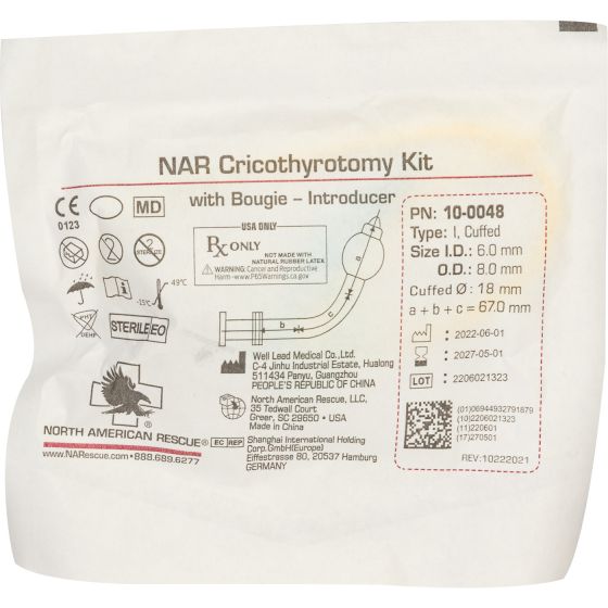 NAR cricothyrotomy kit with bougie introducer
