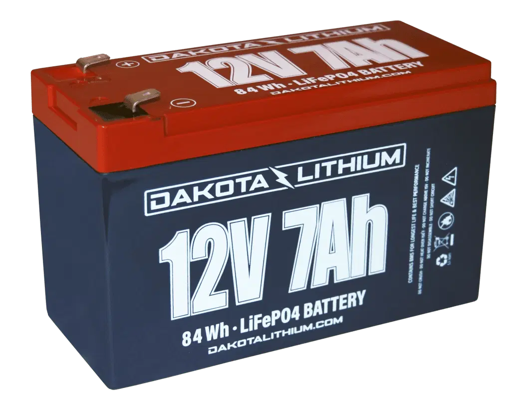 Front view of Dakota Lithium 12V 7Ah LiFePO₄ battery