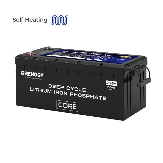 Renogy 24V 100Ah Core LiFePO₄ battery front view