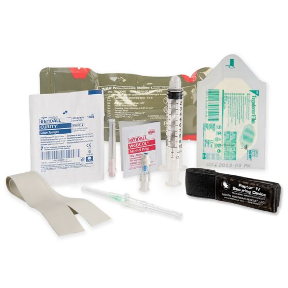 NAR needleless saline lock kit components
