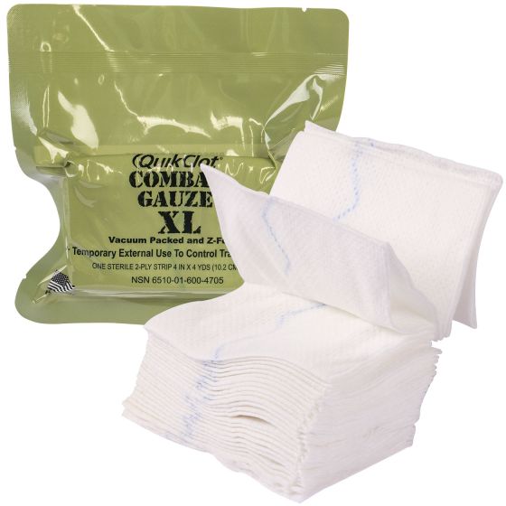 QuikClot Z-Fold Combat Gauze XL hemostatic dressing

