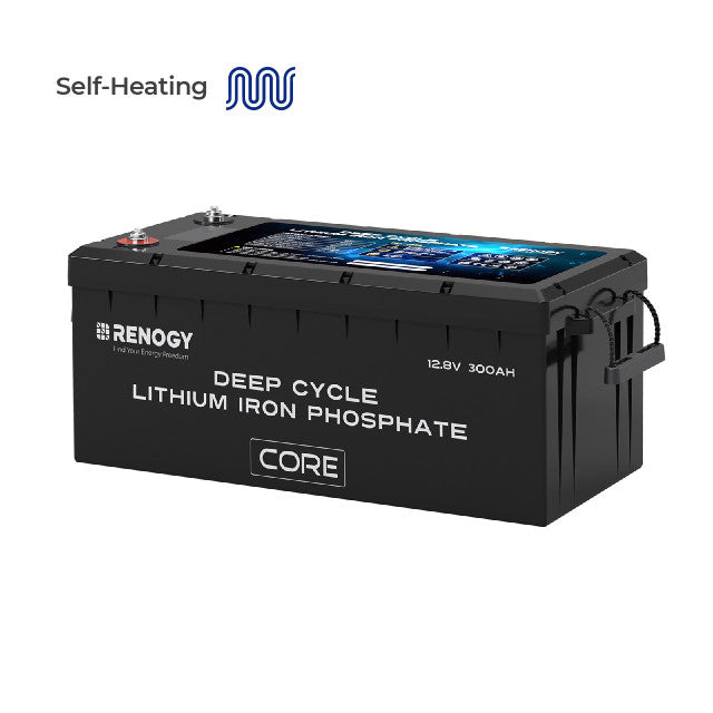 Renogy 12V 300Ah Core Series LiFePO₄ battery front view