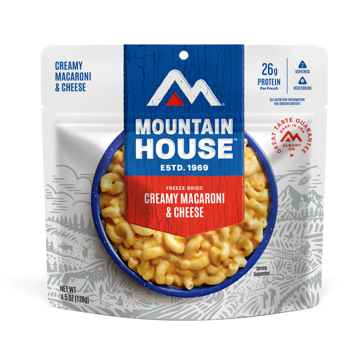 Front view of Mountain House Creamy Macaroni & Cheese pouch