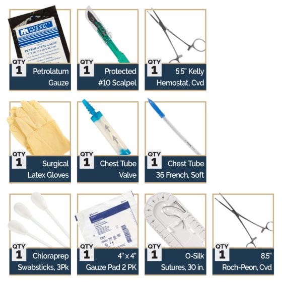NAR chest tube insertion kit components kit
