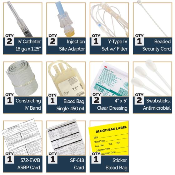 NAR LTOWB whole blood kit components
