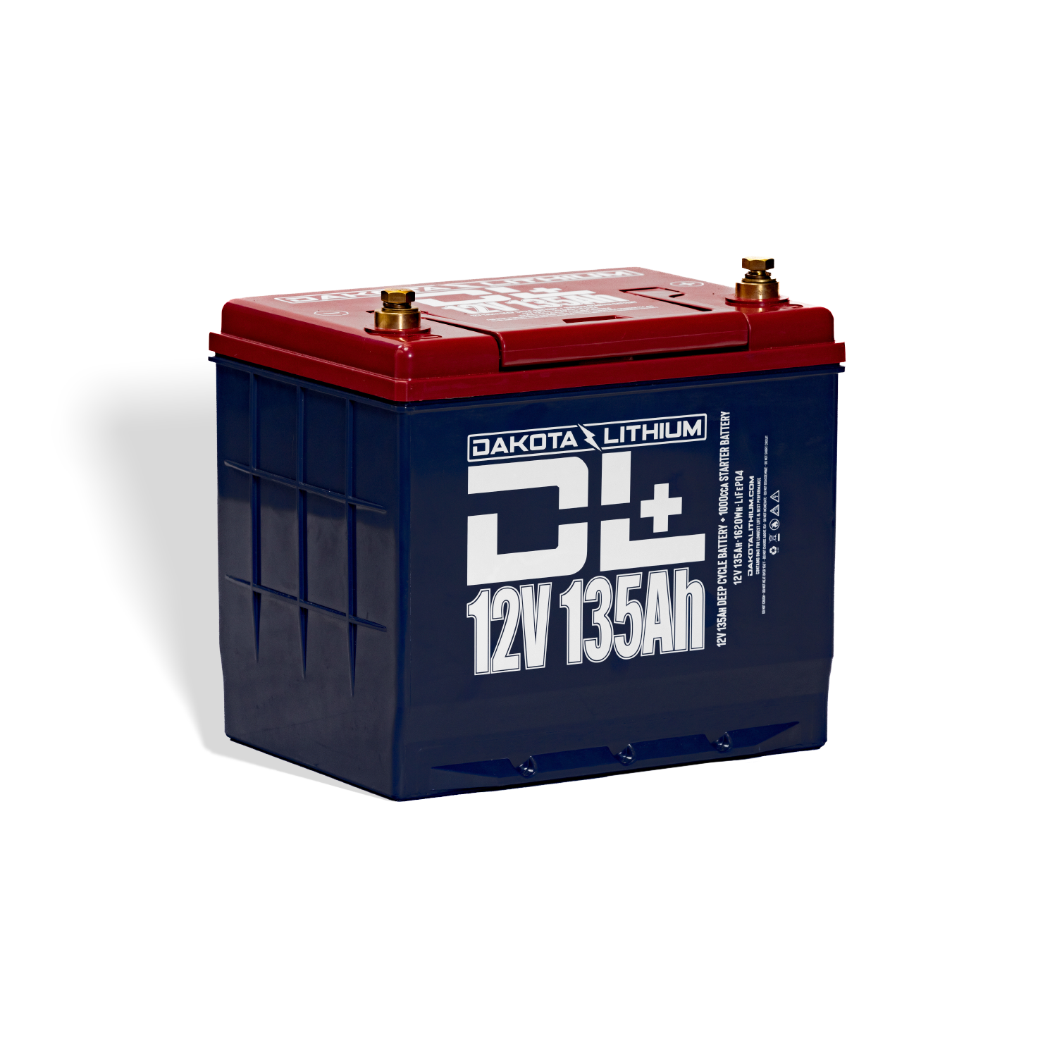 Front view of Dakota Lithium DL+ 12V 135Ah 1000CCA dual-purpose battery