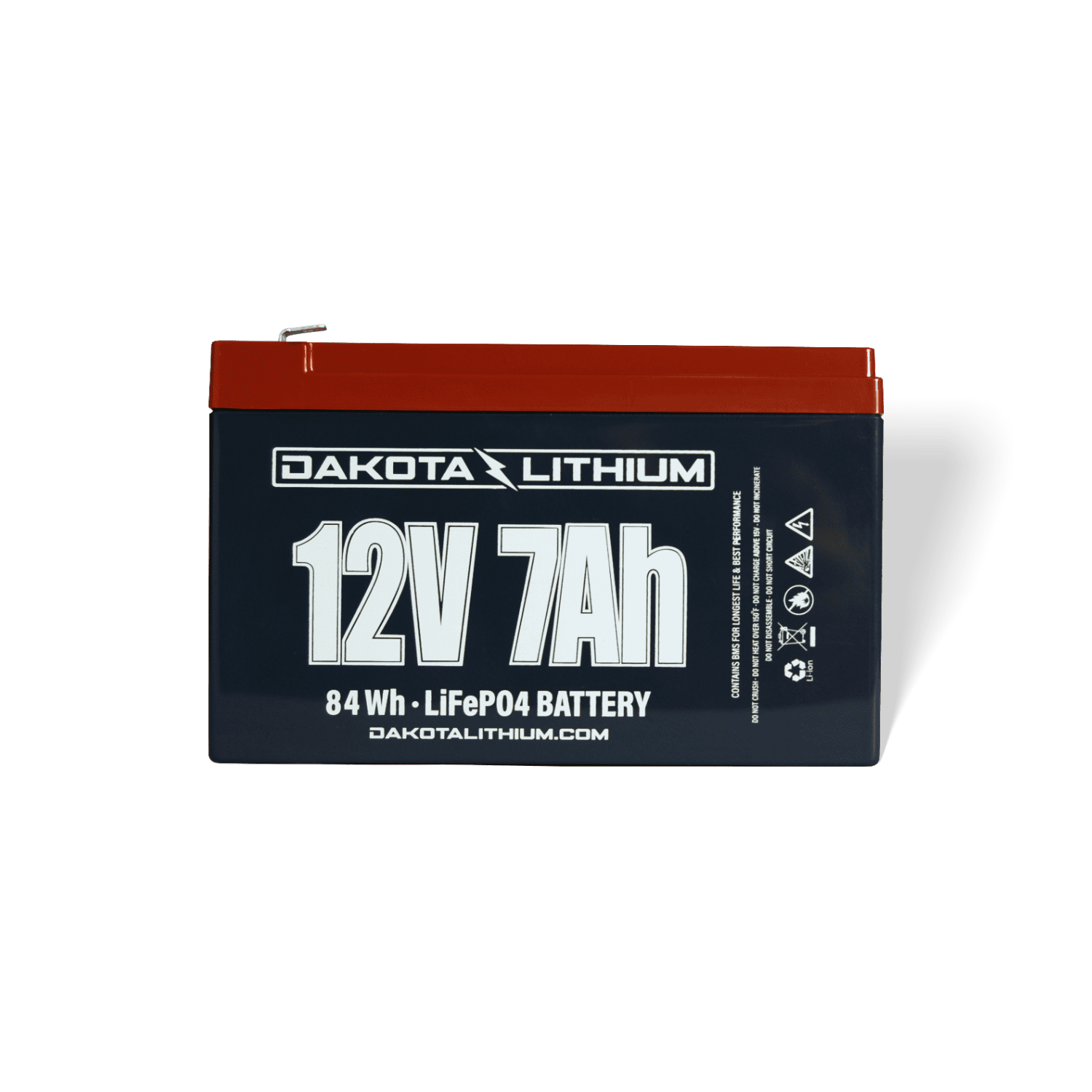 Front view of Dakota Lithium 12V 7Ah LiFePO₄ battery