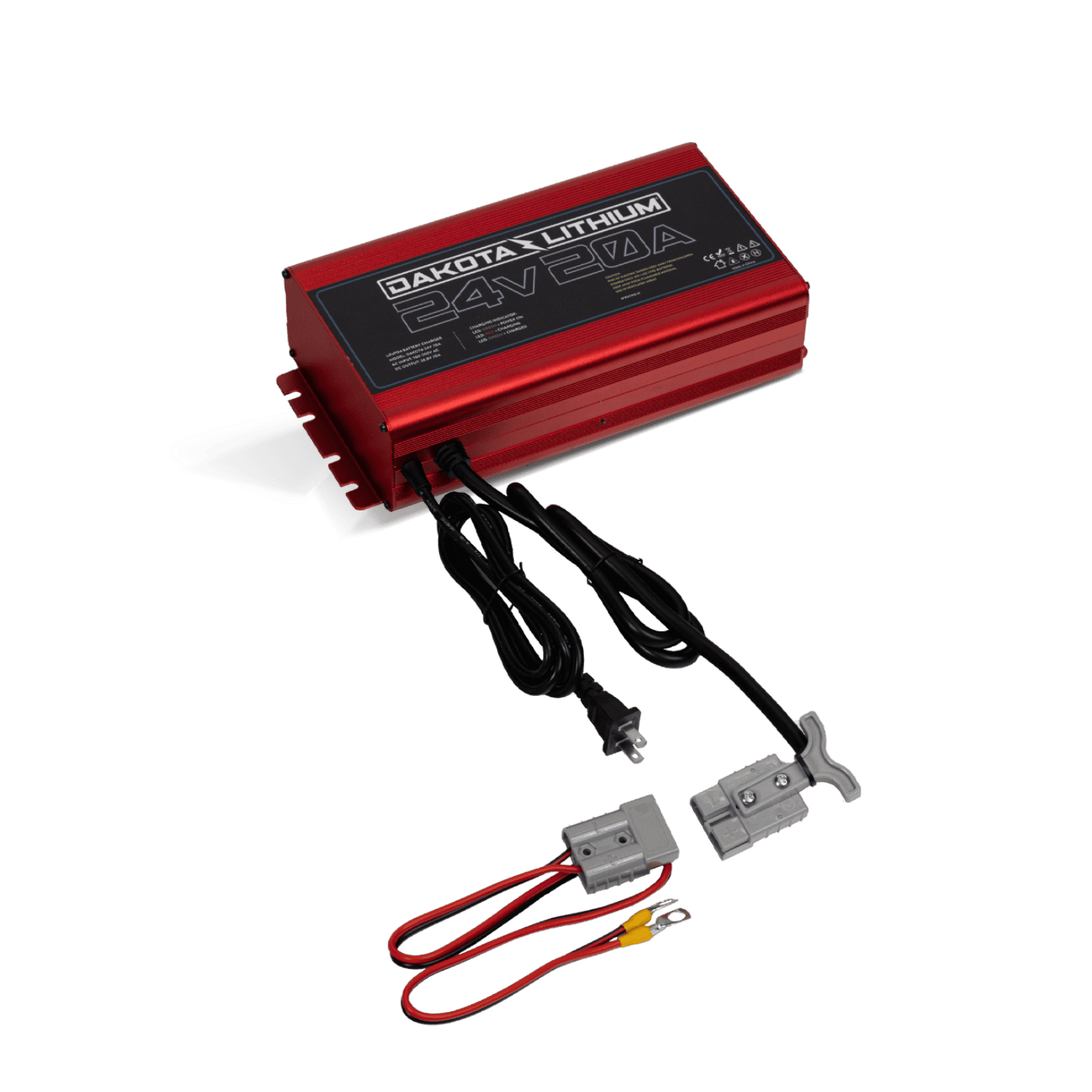 Front view of Dakota Lithium 24V 20A waterproof onboard charger