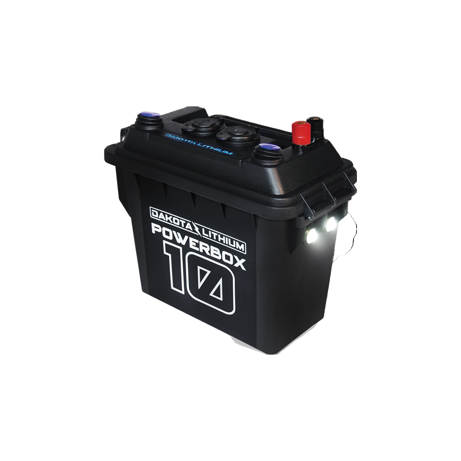 Front view of Dakota Lithium PowerBox 10 portable power station