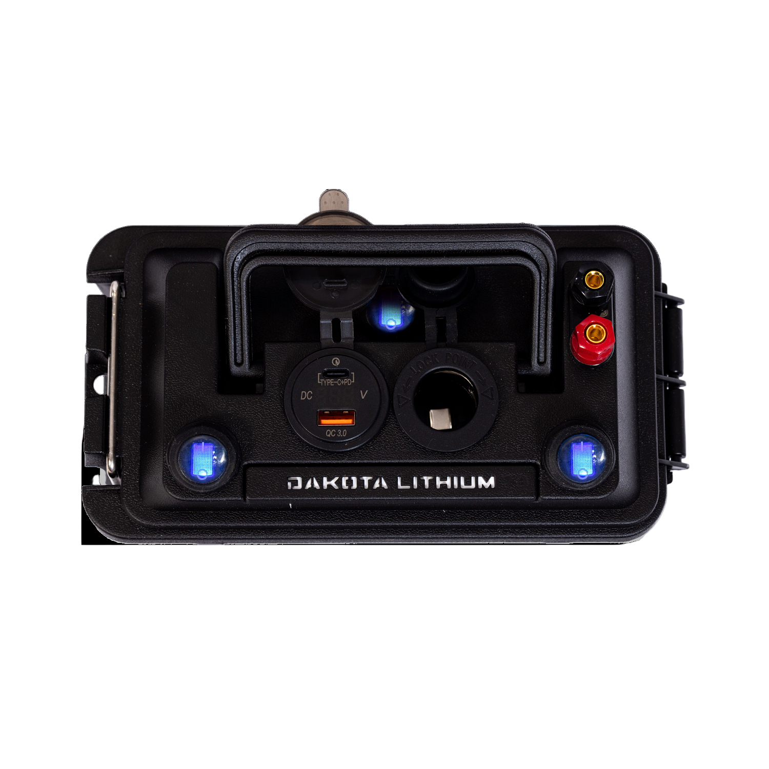 Top view of Dakota Lithium PowerBox 10 showing rugged case design
