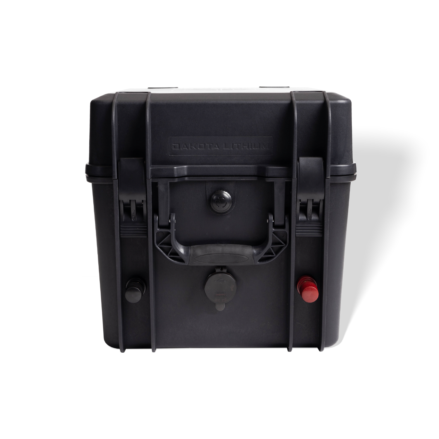 Front view of Dakota Lithium PowerBox 60 waterproof power station with 12V 60Ah battery