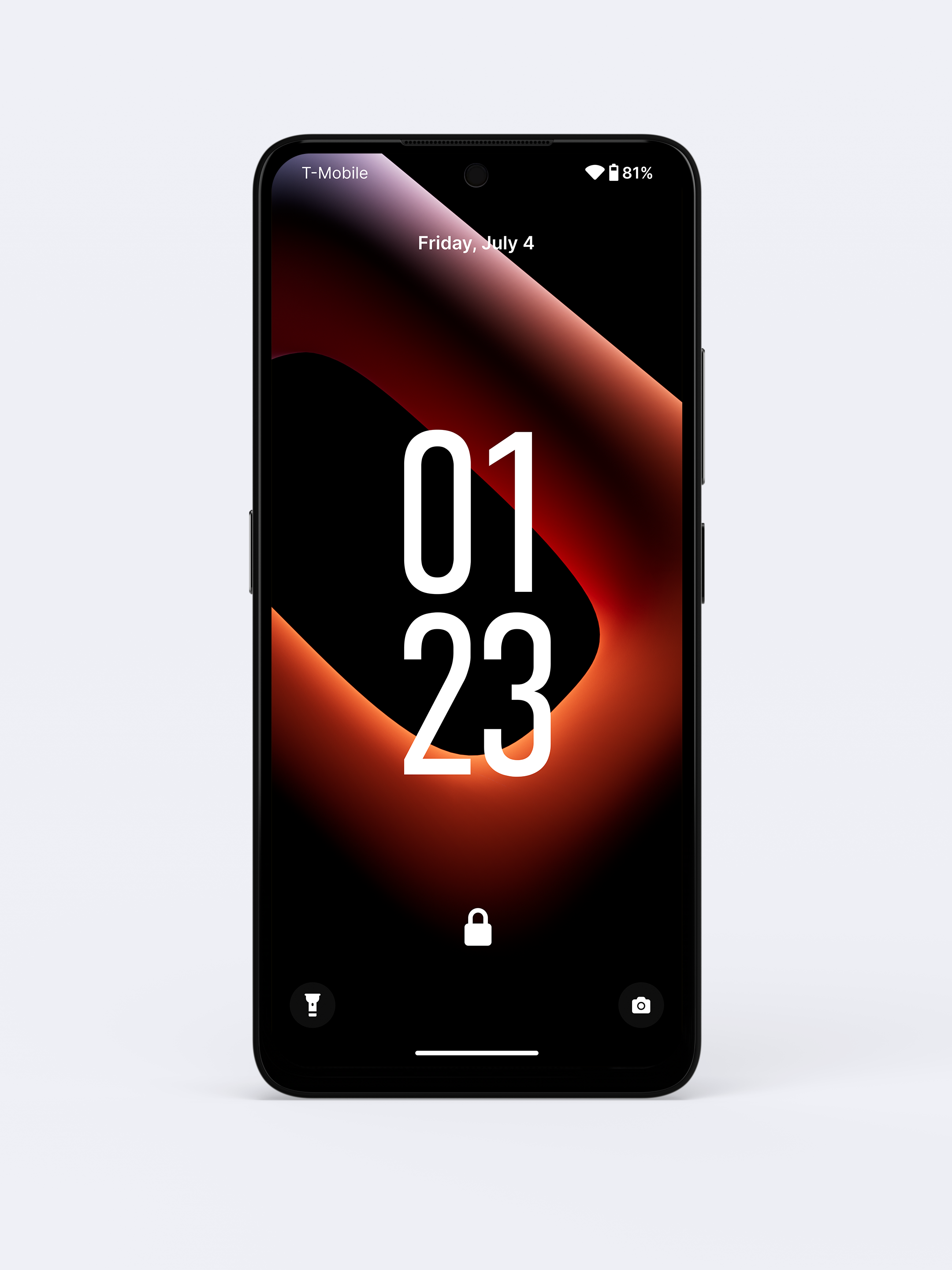 UP Phone front view displaying privacy lock screen