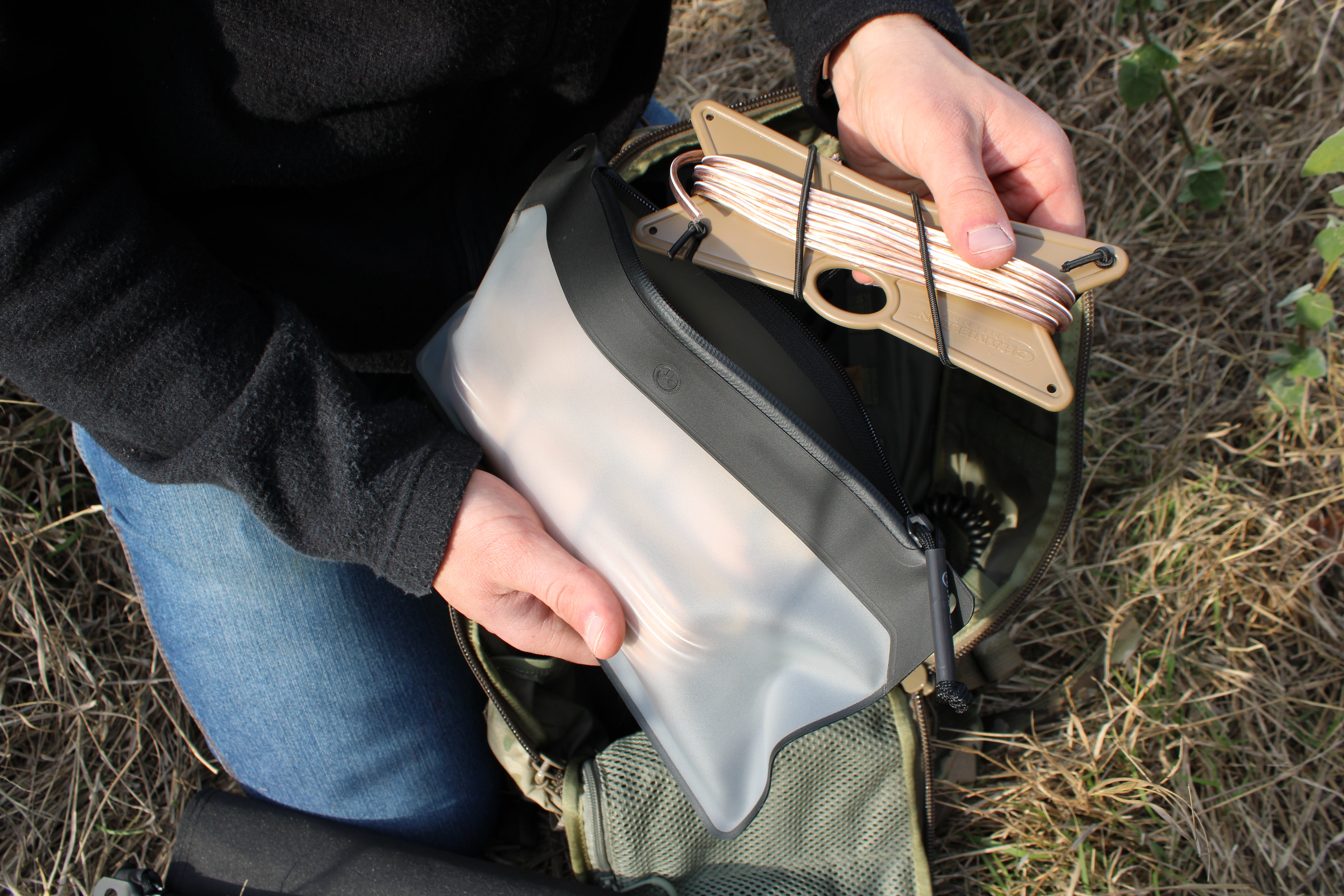 Field Expedient Antenna Kit with coaxial cable and pre-cut copper wire for 40m, 20m, and 10m HF bands