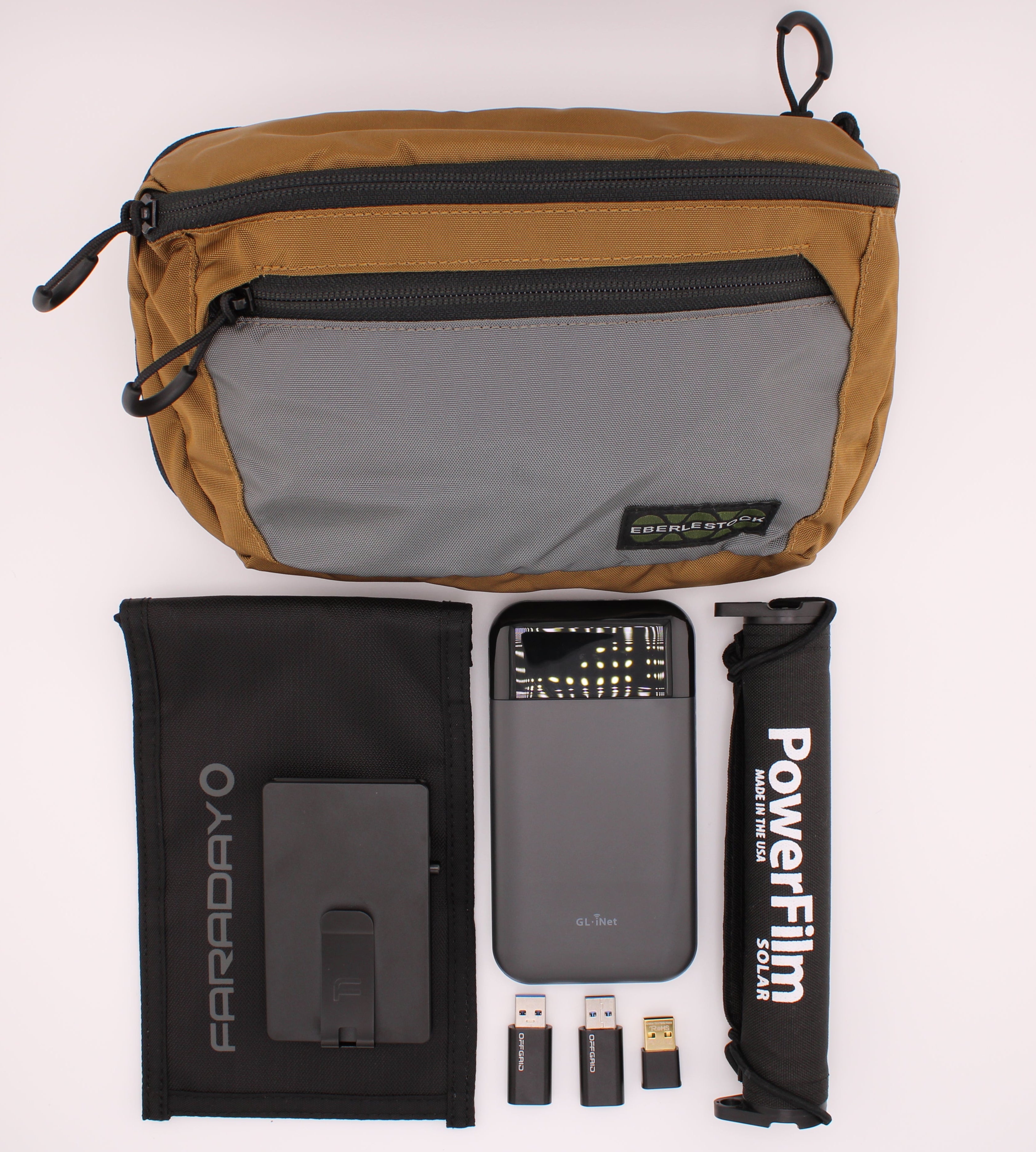 Leisure Travel Package – compact travel privacy kit with router, Faraday gear, and USB data blockers