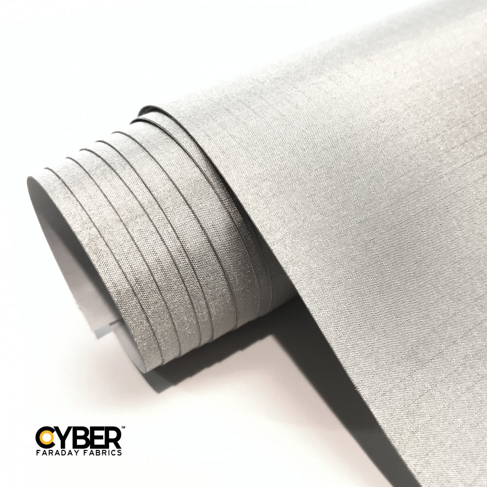 CYBER NC-RS-A Faraday Fabric Adhesive EMF RF Shielding Nickel Copper Rip-Stop Fabric Roll – 50″ x 1′