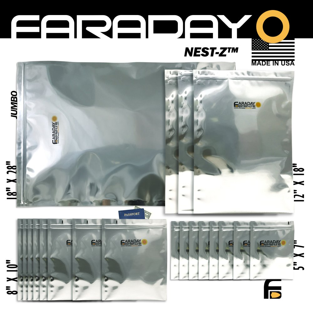 20pc Large Kit NEST-Z EMP 7.0 mil Faraday Bags