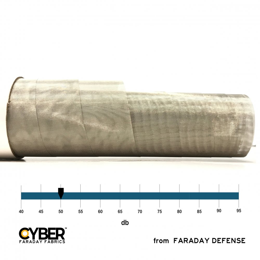 CYBER Faraday Fabric EMF RF Shielding Light Filtering Fine Mesh Roll – 55″ x 1′