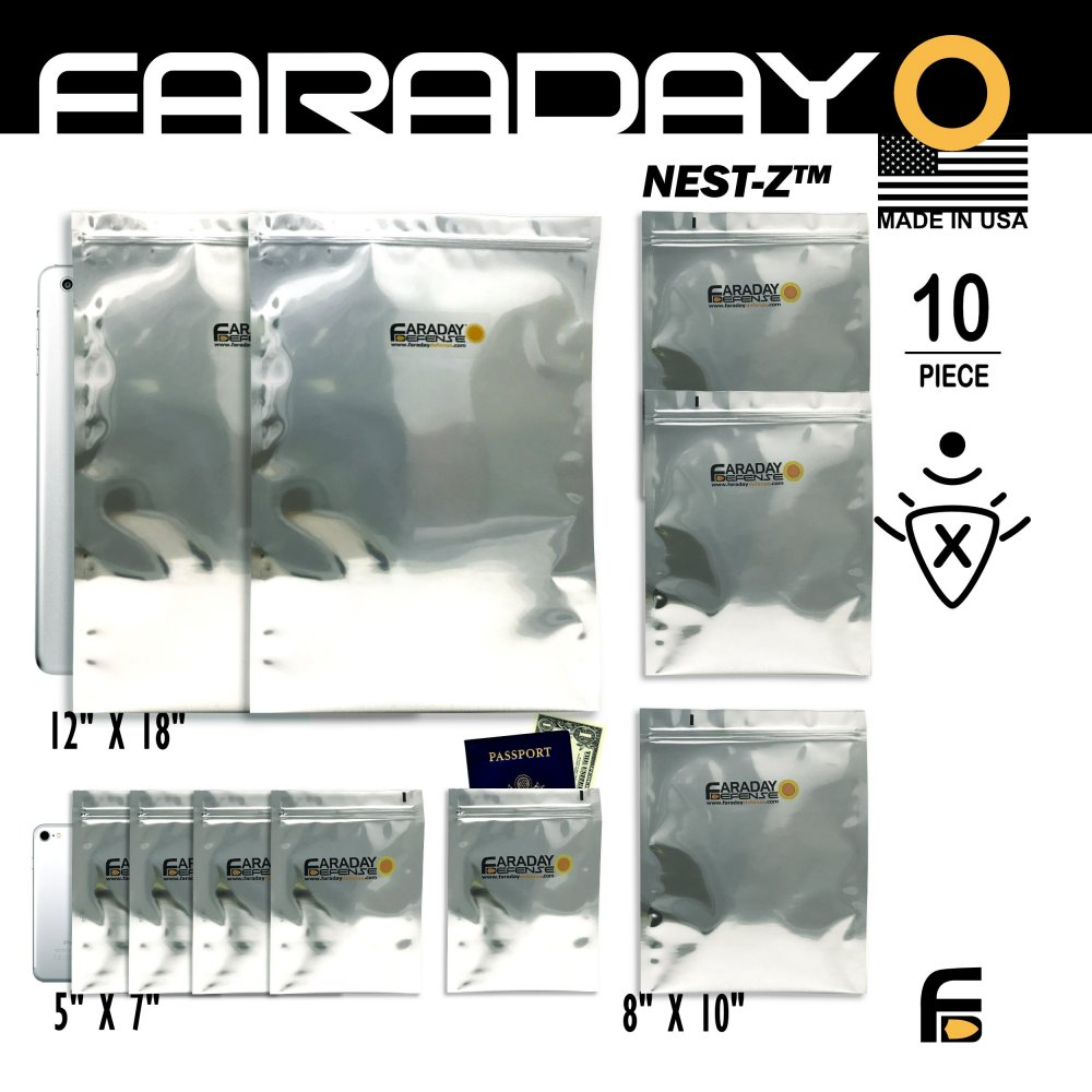 10pc Large-Kit NEST-Z EMP 7.0mil Faraday Bags