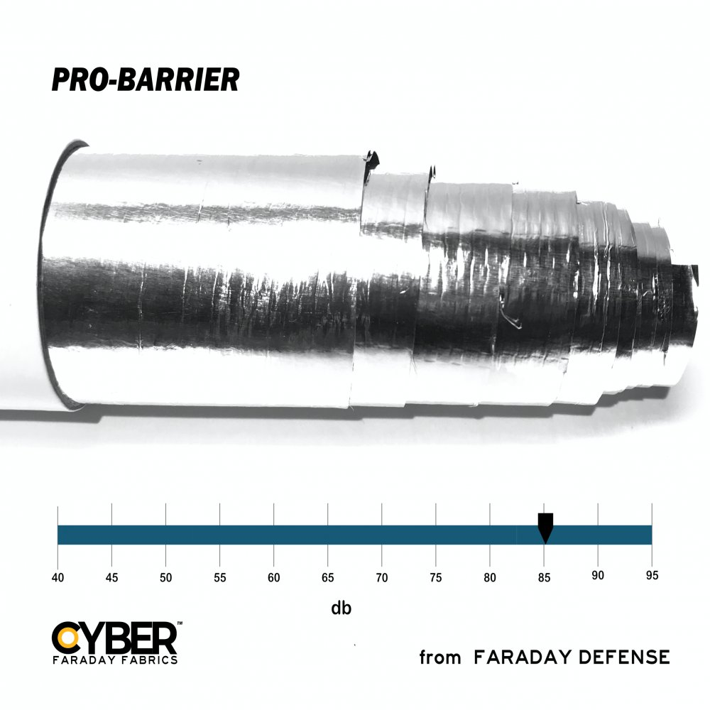 CYBER PRO-BARRIER Faraday Fabric EMF RF Shielding Foil Material Roll – 48″ x 1′