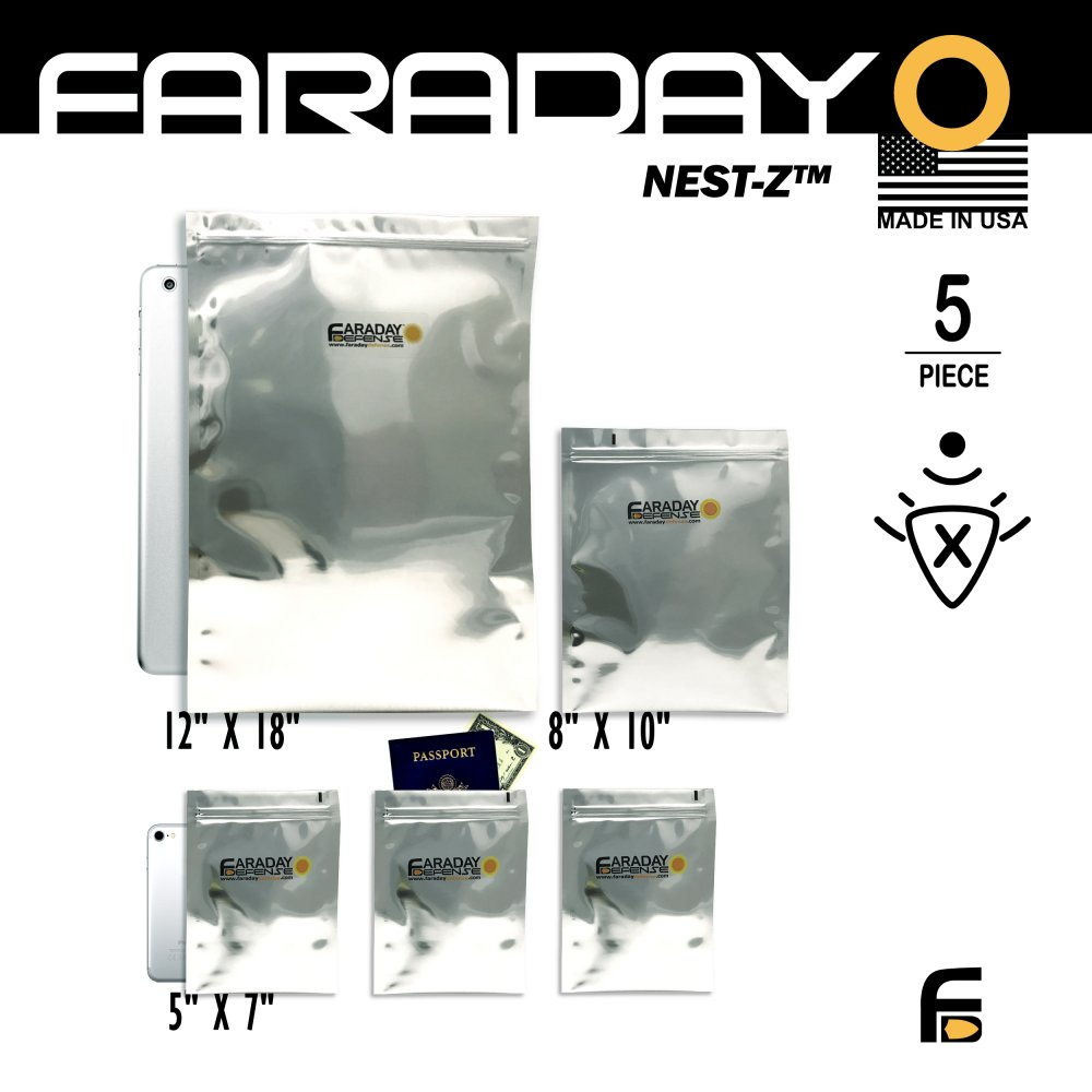 5pc Medium Kit NEST-Z EMP 7.0 mil Faraday Bags