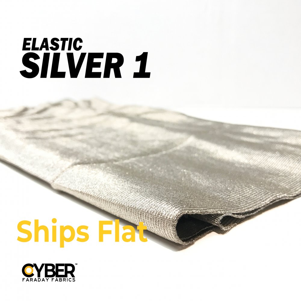 CYBER ES Faraday Fabric EMF RF Shielding Silver Elastic Fabric – 62″ x 1′