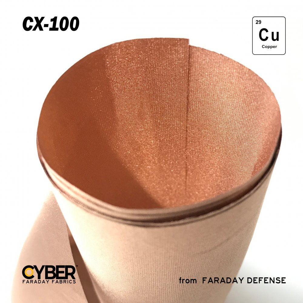CYBER CX-100 Faraday Fabric EMF RF Shielding 100% Copper Plated Fabric Roll – 53" x 1'