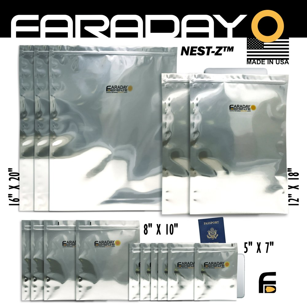 15pc Large Kit NEST-Z EMP 7.0 mil Faraday Bags