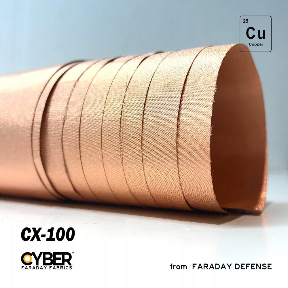 CYBER CX-100 Faraday Fabric EMF RF Shielding 100% Copper Plated Fabric Roll – 53" x 1'