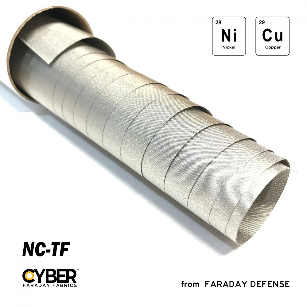 CYBER NC-TF Faraday Fabric EMF RF Shielding Nickel Copper Taffeta Fabric Roll – 42″ x 1′