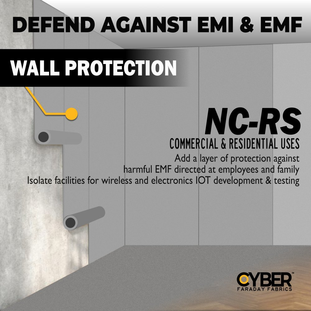 CYBER NC-RS Faraday Fabric EMF RF Shielding Nickel Copper Rip-Stop Fabric Roll – 54″ x 1′