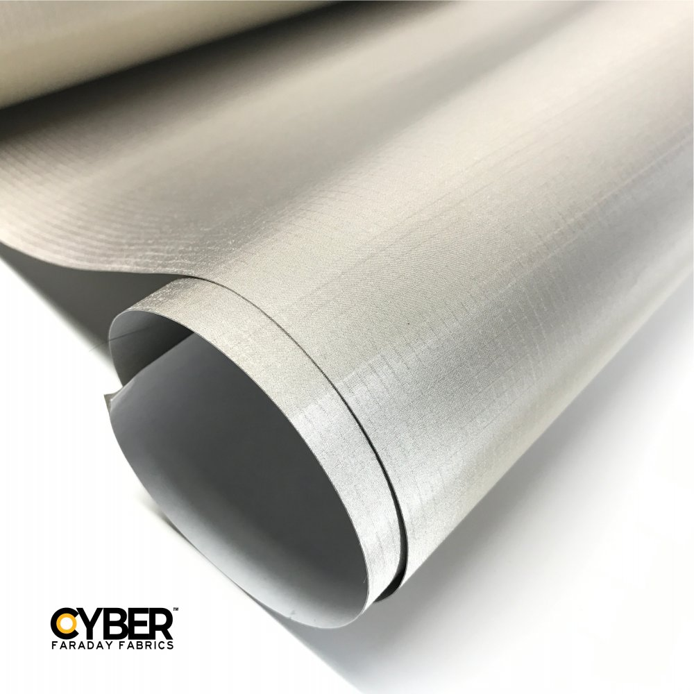 CYBER NC-RS-A Faraday Fabric Adhesive EMF RF Shielding Nickel Copper Rip-Stop Fabric Roll – 50″ x 1′