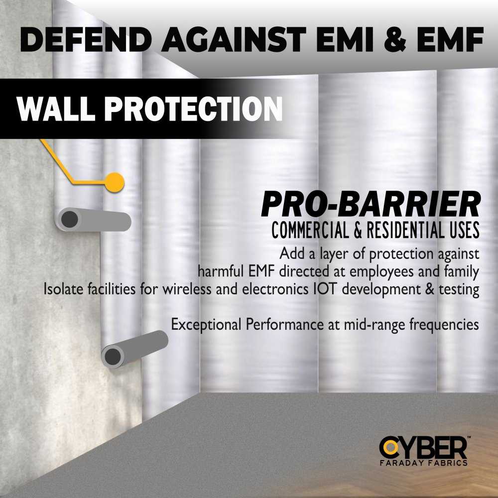 CYBER PRO-BARRIER Faraday Fabric EMF RF Shielding Foil Material Roll – 48″ x 1′