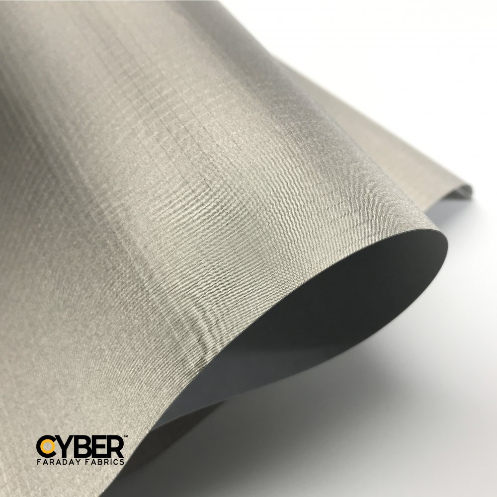 CYBER NC-RS-A Faraday Fabric Adhesive EMF RF Shielding Nickel Copper Rip-Stop Fabric Roll – 50″ x 1′