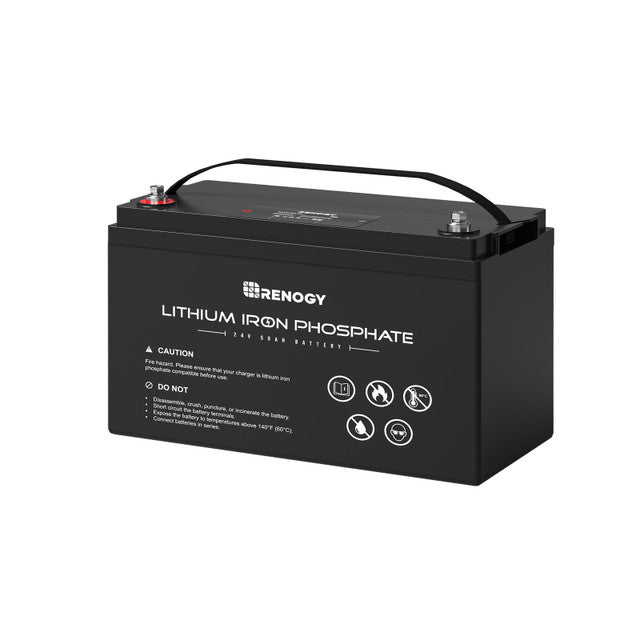 Renogy 24V 50Ah LiFePO₄ battery – front view