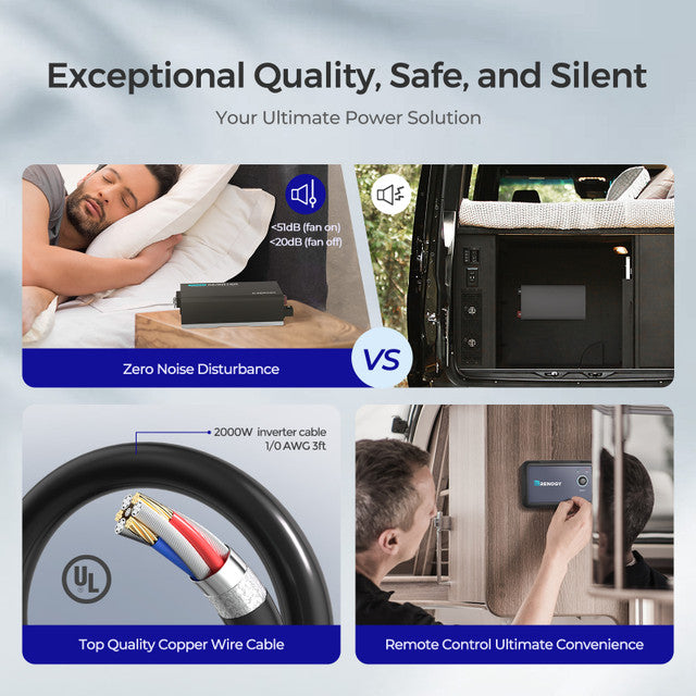 2000W 12V Pure Sine Wave Inverter with UPS Transfer Switch and Built-in Bluetooth - Praetorian Consulting Store