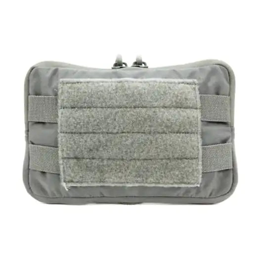 Front view of Blue Force Gear Admin Pouch in wolf grey with loop field for patches