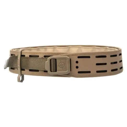 Front view of Blue Force Gear GRID Belt with laser-cut MOLLEminus field in coyote brown