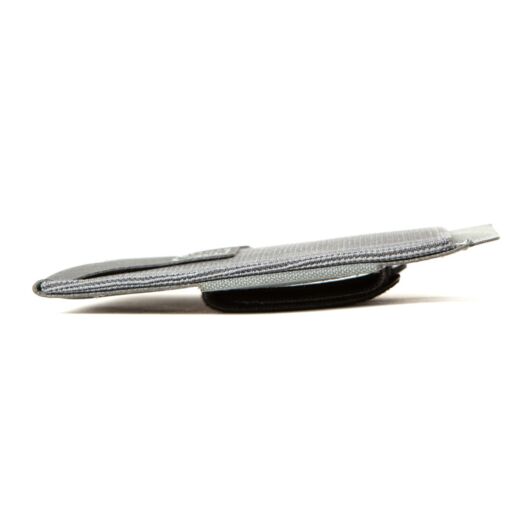 Side view of Double Pistol Belt Pouch showing belt-strap mounting and elastic retention