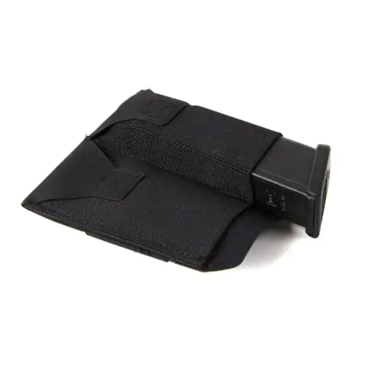 Front view of Blue Force Gear Double Pistol Belt Pouch in black showing two magazine slots