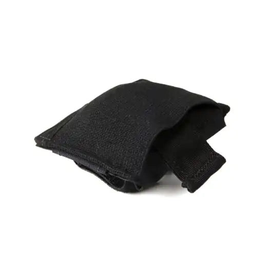 Front view of Blue Force Gear Belt Mounted Dump Pouch in black (stowed)