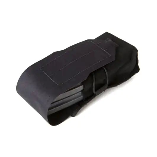 Front view of Blue Force Gear Double M4 Magazine Pouch in black holding two magazines