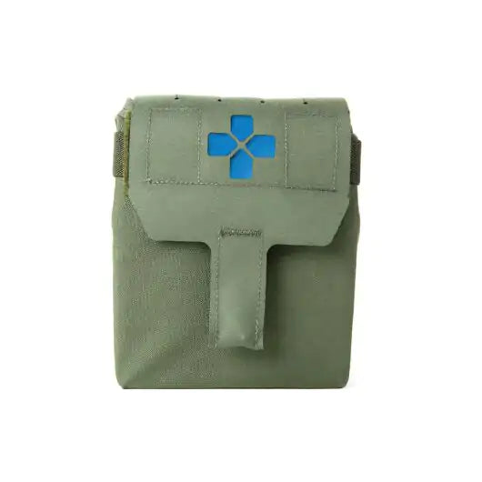 Front view of Blue Force Gear Trauma Kit NOW! Medium pouch in OD green