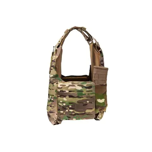 Side view showing adjustable cummerbund and shoulder straps on PLATE5 Plate Carrier