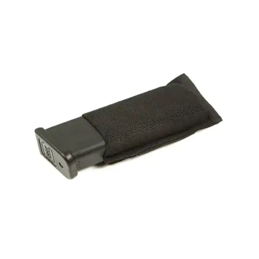 Front view of Blue Force Gear Ten-Speed Single Pistol Mag Pouch holding a double-stack magazine in black
