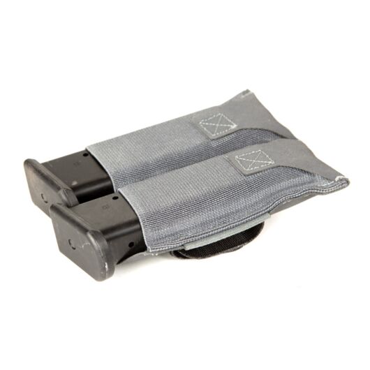 Front view of Blue Force Gear Double Pistol Belt Pouch  in wolf grey showing two magazine slots