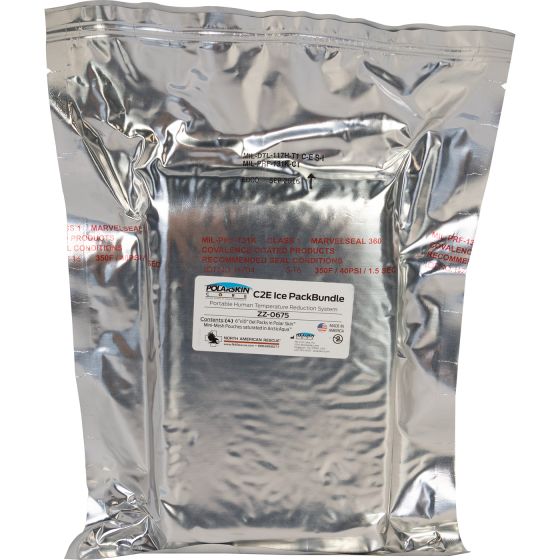 Front view of North American Rescue Polar Skin C2E Ice Pack Bundle